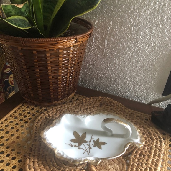 Lefton China Gold Maple Leaf Porcelain Finger Tray #5763 Hand-Painted - Picture 5 of 12